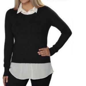 Layered Look Black & White Sweater